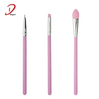 Ensemble de pinceaux de maquillage vegan Dongmei en silicone avec manche en bois, 6 pièces, logo personnalisé, pour le visage, les sourcils et les yeux, usage quotidien