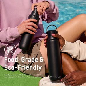 Bouteille d'eau sport isotherme en acier inoxydable 20 oz, design d'usine, 2-en-1, à double ouverture (large et étroite), avec couvercle à poignée souple - Product Image 6