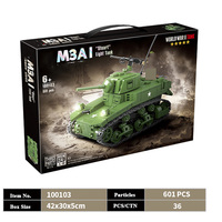 Jouet de collection : Blocs de construction de char Stuart, modèle de véhicule à construire, cadeau avec figurines