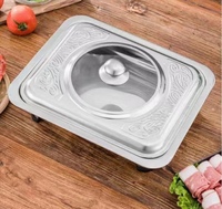 Edelstahl-Speisewärmer mit Klappfüßen, Leicht zu Transportieren, Gastronomie-Warmhalteplatte für Restaurants, Hotels und Buffets, Tischset mit Deckel