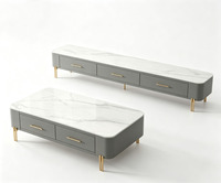 Ensemble table basse et meuble TV en pierre frittée, mobilier de salon moderne de luxe léger