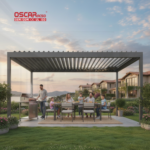 Pergola de jardin <span class=keywords><strong>et</strong></span> de <span class=keywords><strong>terrasse</strong></span> en aluminium de haute qualité avec écran décoratif, pavillon en alliage pour extérieur - Product Image 1