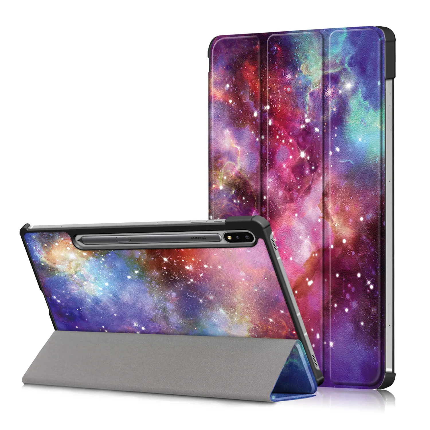 NET-CASE Wholesale Painting Trifold Stand Tablet Cover Case For Samsung Galaxy Tab S7 Plus / S8 Plus S7 FE 12.4 inch Tablet Case