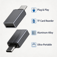 Lector de Tarjetas Micro SD Tipo C de Alta Velocidad, Adaptador OTG Mini de Aleación de Aluminio, Logotipo OEM, 100% Inspeccionado