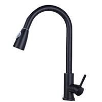 Keran Dapur Modern Minimalis 304 Stainless Steel dengan Selang Tarik, Terpasang di Dek, Dua Cerat, Inti Katup Keramik, Kontrol Air Dingin Tunggal