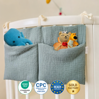 Sac de rangement pour berceau avec logo personnalisé, en gaze de coton crêpe certifiée OEKO-TEX, organiseur de chambre d'enfant, ensemble cadeau, panier suspendu pour bébé lavable