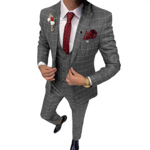 Männer Anzüge 3 Stück Smoking gekerbte Revers Groom smen Hochzeits anzüge Mode Männer Business Blazer Hosen Weste - Product Image 6