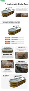 Étagère et support de présentation de fruits et légumes écologiques en bois et acier inoxydable grande capacité Highbright HBE-VR-XZY01 - Product Image 6