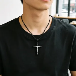 จี้กางเขนแฟชั่น CZ สำหรับผู้ชายและผู้หญิง สร้อยคอเหล็กกล้าไร้สนิม ของขวัญเครื่องประดับทางศาสนา - Product Image 4