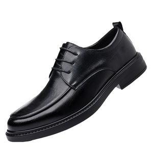 Men's Genuine Leather <b>Toe</b> Oxfords Lace-up Anti-Slip Solid Rubber Outsole Wedding Dress Shoes Autumn Black Formal Business Casual - Product Image 3