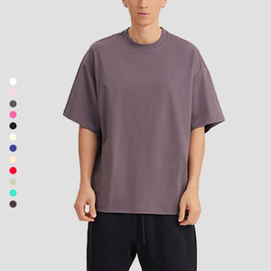 Camisetas de gran tamaño para hombre de poliéster/algodón transpirable de punto teñido liso 220G - Product Image 4