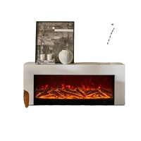 Soporte de TV con Chimenea Eléctrica, Marco de Imitación Mármol, Calefacción Personalizada, Llama Simulada para Sala de Estar, Decoración del Hogar