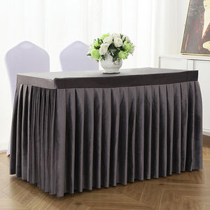 Couverture de table de conférence rectangulaire en velours hollandais blanc/noir, 1 pièce, jupe de table pour mariage, événement, fête, bureau, décoration - Product Image 2