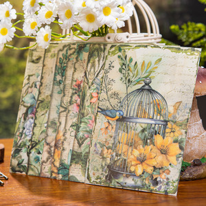 30 hojas por paquete Material papel pájaro y Hada serie Vintage bosque pájaro mano <span class=keywords><strong>libro</strong></span> DIY respaldo 6 estilos - Product Image 4
