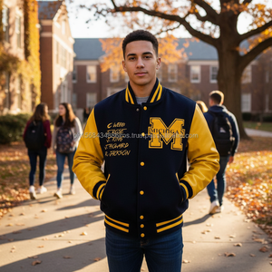 Top Design Cheap Winter Coated Varsity <b>Jacket</b> for Unisex Custom Printed <b>Letter</b> Pattern Stand Collar Sportswear for <b>Men</b> - Product Image 3