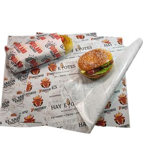 Disposable Biodegradable Eco-Friendly Greaseproof Non-Stick Heat Resistant Recyclable Custom Logo Food Grade Burger Wrap Paper - Product Image 5