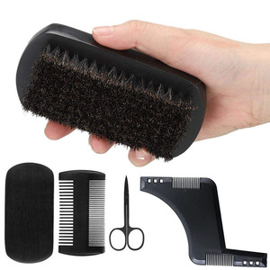 Juego de peines para barba y bigote con cepillo de cerdas, mango de plástico, herramientas prácticas para recortar, cuidar y peinar - Product Image 5