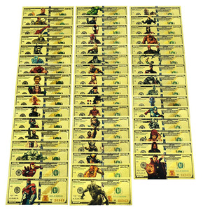 Billetes de <span class=keywords><strong>100</strong></span> Dólares de Superhéroes con Lámina Dorada, Personajes de Películas de Fantasía de Marvel, Tarjetas Coleccionables, Regalo - Product Image 1