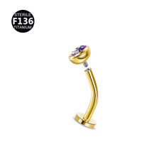 Anneau de nombril en titane ASTM F136 Getta avec zircon serti griffe, bijou de piercing pour le nombril, cadeau de mariage, bijou corporel
