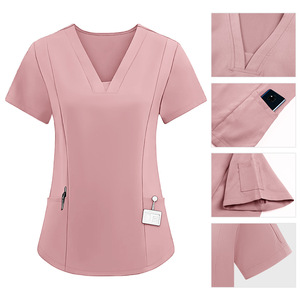 Women Medical Scrub <b>Set</b> Knitted Moisture Wicking Split Design Hospital Uniforms For Nurses <b>Doctors</b> - Product Image 2