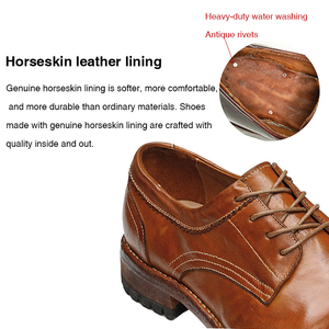 Zapatos Brogue de Cuero Sólido para Hombre, Personalizados OEM, con Cordones, Impermeables, Transpirables, Cómodos, Elegantes, con Suela Goodyear Welt, de Piel de Caballo, para Negocios - Product Image 4