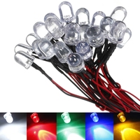 Diodes LED transparentes DC3V 5V 12V 24V 3MM 5MM 10MM pour pré-câble rouge/vert/bleu/jaune/UV/ Orange/rose/chaud/blanc/RGB