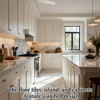 Ensemble de meubles de cuisine complet sur mesure, style classique américain, collection claire, conception et production d'armoires de rangement