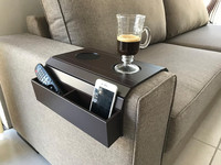 Porte-gobelet à café antidérapant pliable Table en bois canapé bras collations téléphone organisateur bambou canapé accoudoir plateau