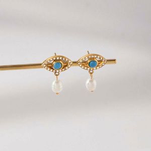 Pendientes de Moda con Colgante de Perlas Naturales y Acero Inoxidable Chapado en Oro de 18K, Joyería Minimalista <span class=keywords><strong>para</strong></span> Mujer, <span class=keywords><strong>para</strong></span> Todos - Product Image 2