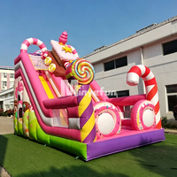 Toboggan aquatique gonflable en PVC de qualité commerciale à double voie Candy Land 8*4*6m pour adultes, utilisation intérieure/extérieure