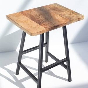 Premium Modern Rustic <b>Stools</b> with Solid Wooden Square Seat and Sturdy Metal Legs Counter Height Seating Chair for Kitchen Cafe - Product Image 1