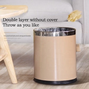 Thùng Rác Chất Thải Cao Cấp Leasylife 10L 14L Thùng Rác Sơn Kim Loại Mờ Thùng Rác Hai Lớp Không Che Phủ Thùng Rác - Product Image 1