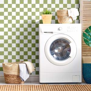 Décoration intérieure en stock <span class=keywords><strong>Papier</strong></span> <span class=keywords><strong>peint</strong></span> funky rétro <span class=keywords><strong>vert</strong></span> clair en damier des années <span class=keywords><strong>70</strong></span> Panneaux muraux amovibles auto-adhésifs personnalisés - Product Image 2