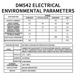 Sumtor DC18-50V ไมโครสเต็ปเปอร์มอเตอร์ดิจิตอล1.0 4.2A, <span class=keywords><strong>DM542</strong></span> 2เฟสซีเอ็นซีไดรเวอร์ตัวควบคุมการเคลื่อนไหว - Product Image 6