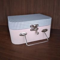Valise personnalisée argentée pour bébé garçon boîte à souvenirs de naissance organisateur nouveau-né vêtements couverture douche valise coffret cadeau