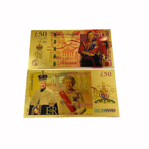 Aangepaste Collectie 3 Ontwerpen Charles Iii 50 Geld Goudfolie Verguld Bankbiljet In Voorraad - Product Image 2