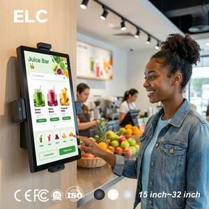 Kiosques de paiement muraux de 21,5 pouces, boîtier métallique, solution POS avec lecteur de codes-barres, kiosque de paiement mural robuste pour les magasins de produits frais Q - Product Image 1