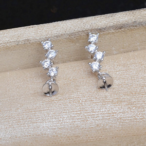 Boucle d'oreille de luxe en argent S925 JG5954, accessoires de bricolage pour bijoux en perles, plateau vide semi-fini 10-13 pour la fabrication de bijoux - Product Image 4