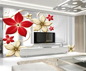 KOMNNI מותאם אירופאי יפה פרחי טפט סלון חדר שינה מלון קיר תמונה מדבקות טפט