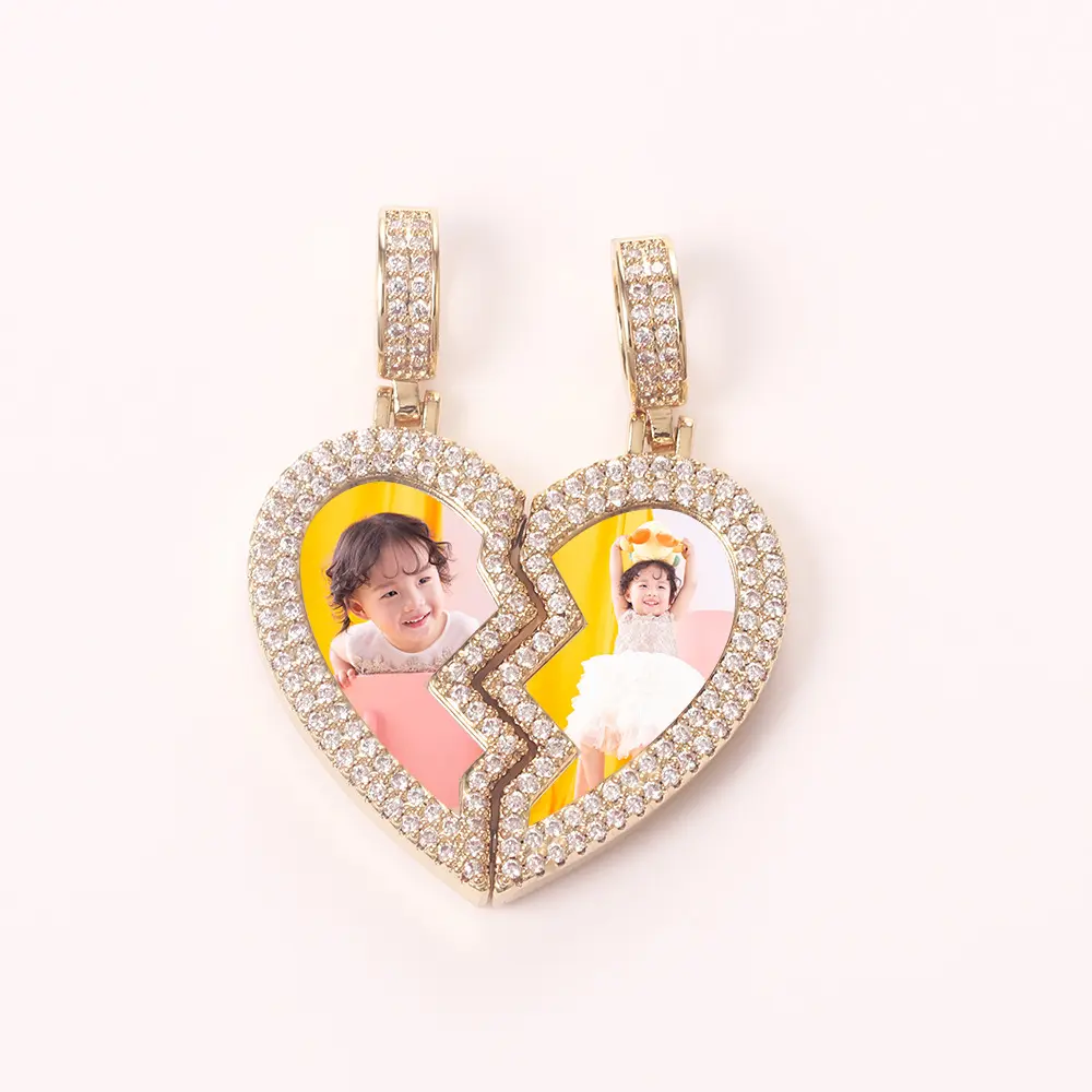 2023 The latest DIY memory photo frame commemorative pendant creative hip-hop heart-breaking love splicing necklace
