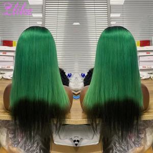 Perruque Lace Front Ombrée Verte Cheveux Humains Ondulés 13x4 HD Sans Colle Vert <span class=keywords><strong>Clair</strong></span> à Vert Foncé pour Femmes Densité 180% - Product Image 1