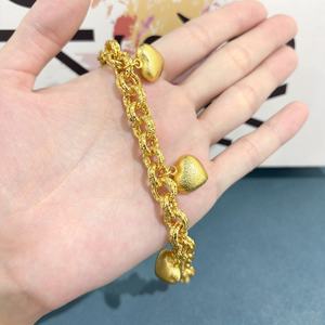 สร้อยข้อมือรูปหัวใจสีพีชชุบทอง 24K จาก Jxx Fashion ดีไซน์เก๋ไก๋ทันสมัย แบบโซ่และข้อต่อ ผลิตจากทองเหลือง ขายส่ง เหมาะสำหรับเป็นเครื่องประดับสำหรับผู้หญิง - Product Image 5