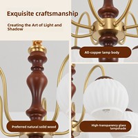 Lustre de salon vintage de style français, luminaire principal rétro de luxe en cuivre massif pour le hall, forme de haricot néoclassique