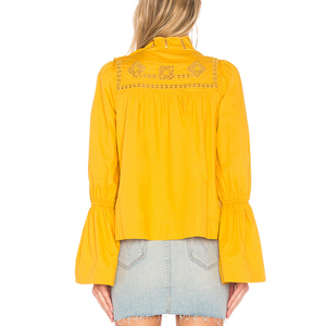 Venta caliente <span class=keywords><strong>cuello</strong></span> de <span class=keywords><strong>tortuga</strong></span> amarillo elegante modelos blusa de las mujeres - Product Image 3