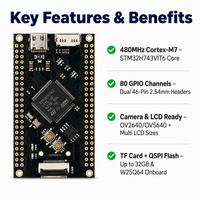 Carte de développement STM32H743VIT6 480 MHz Cortex-M7 avec caméra OV2640/OV5640, emplacement pour carte TF, 80 GPIO, USB C 5V