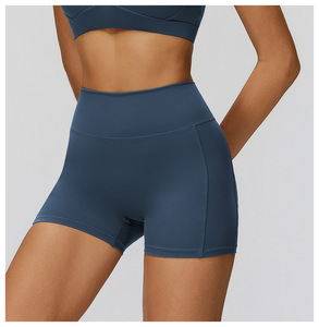 Shorts <span class=keywords><strong>de</strong></span> yoga <span class=keywords><strong>de</strong></span> cintura alta con pliegues fruncidos y diseño plisado para <span class=keywords><strong>mujer</strong></span>, ideales para correr al aire libre y fitness. - Product Image 5