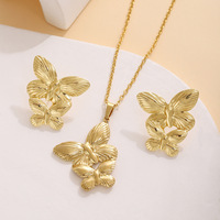 Đồ trang sức hợp thời trang Set mạ Vàng Vòng cổ và bông tai cho phụ nữ của kỷ niệm thiết kế trái tim thép không gỉ trang sức Set