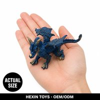 Dragon bleu-or en PVC écologique 11,8x7,5x8,1 CM avec ailes, sculpture peinte à la main, parfait pour la décoration de bureau