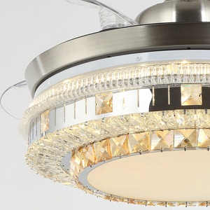 Chất Lượng Cao Sang Trọng Pha Lê Trần Người Hâm Mộ Ánh Sáng Và Điều Khiển Từ Xa 42Inch Vô Hình Pha Lê Quạt Trần Đèn LED Fan Ánh Sáng - Product Image 5