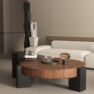 Juego de <span class=keywords><strong>mesa</strong></span> de centro Majlis árabe de Oriente Medio, <span class=keywords><strong>mesa</strong></span> redonda de almacenamiento de nogal para el hogar interior - Product Image 2